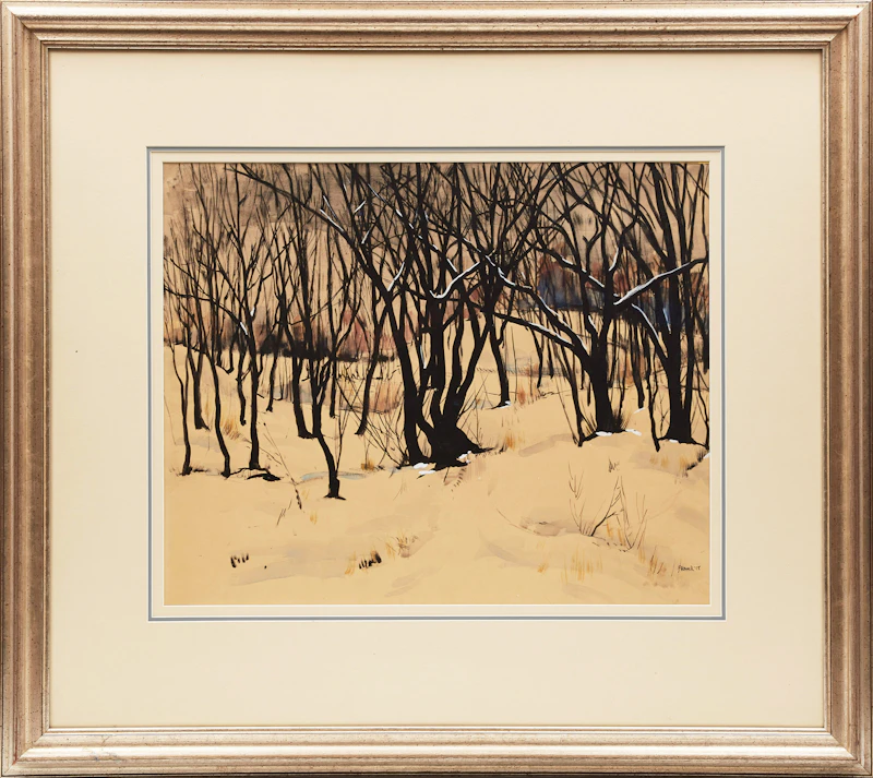 Albert Jacques Franck, Winter Forest, watercolour - view 2