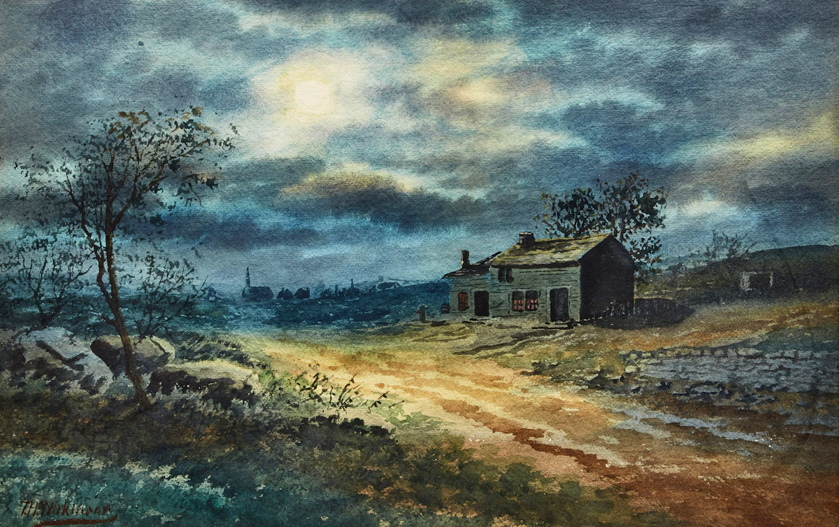 Thomas Harrison Wilkinson, Cottage at Night, watercolour