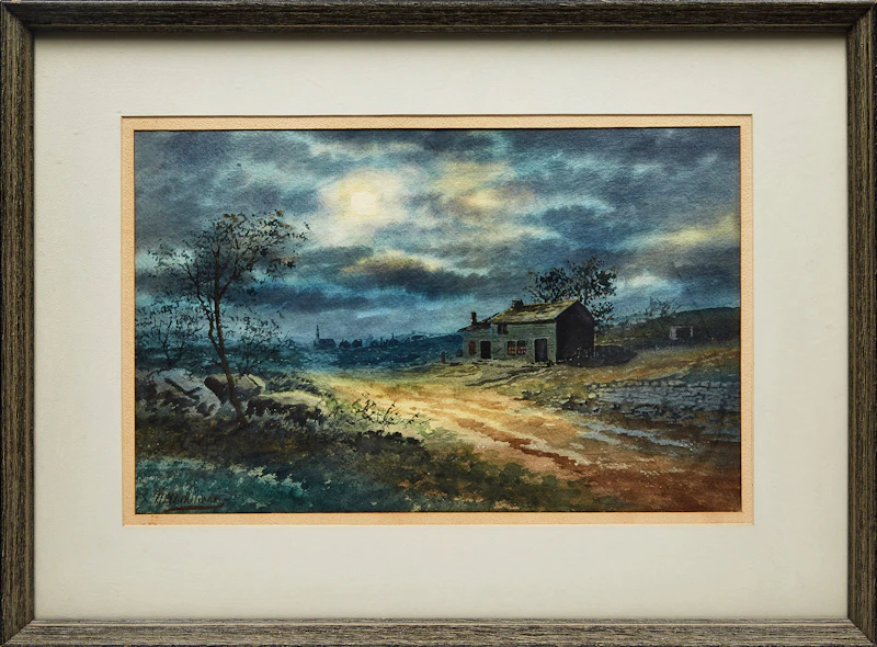 Thomas Harrison Wilkinson, Cottage at Night, watercolour - view 2