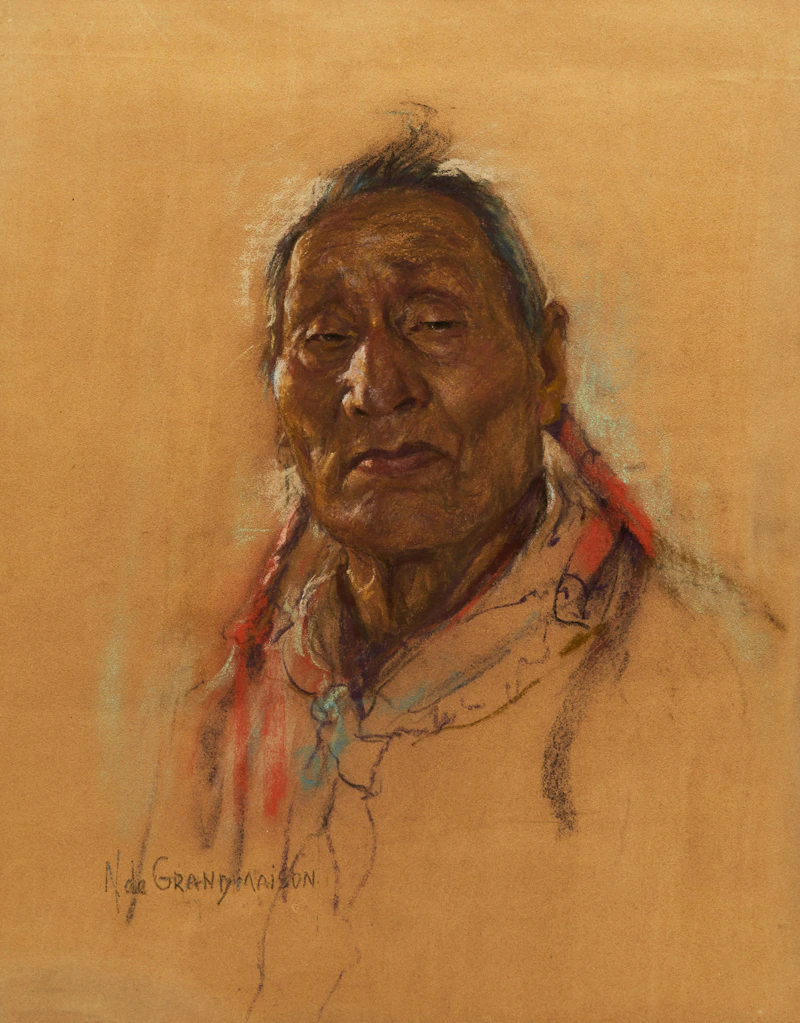 Nicholas de Grandmaison, Chief Joseph Heavy Shield, pastel on paper