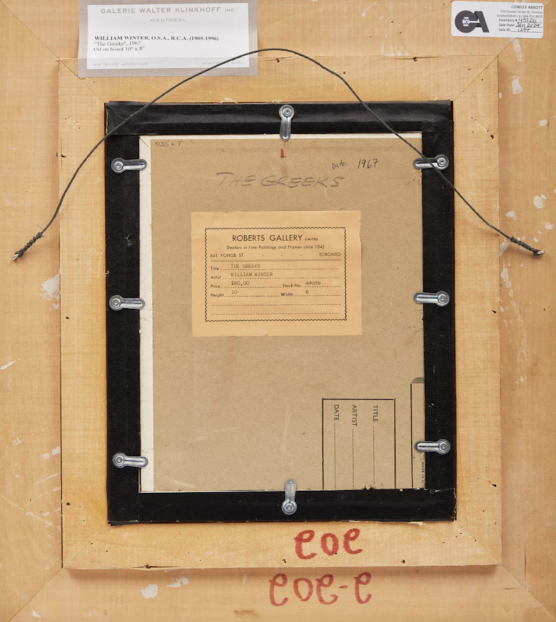William Arthur Winter, The Greeks, oil on canvas board, 1967 - view 3