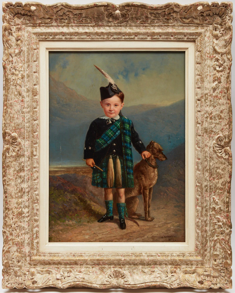 William Raphael, Scottish Lad and His Dog, oil on board, 1877 - view 2