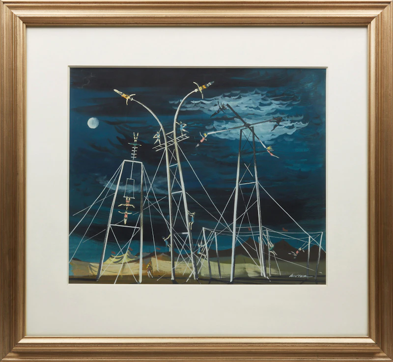 William Arthur Winter, Untitled (Acrobats), tempera on board - view 2