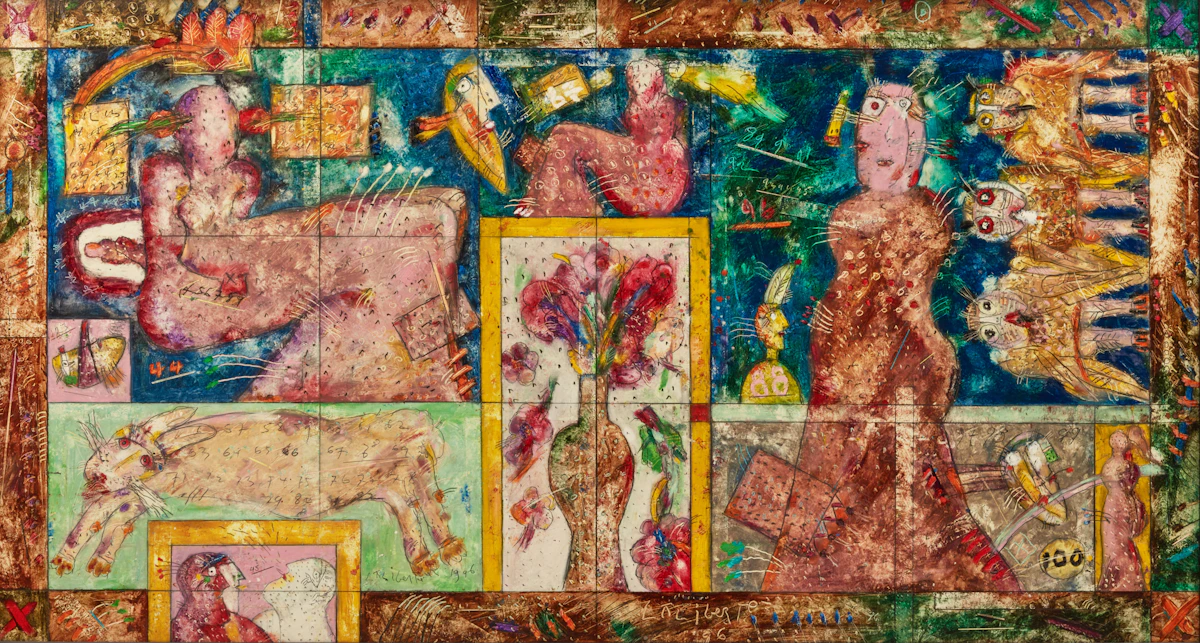 Norman Laliberté, Good Luck, oil on paper mounted on canvas, 1996