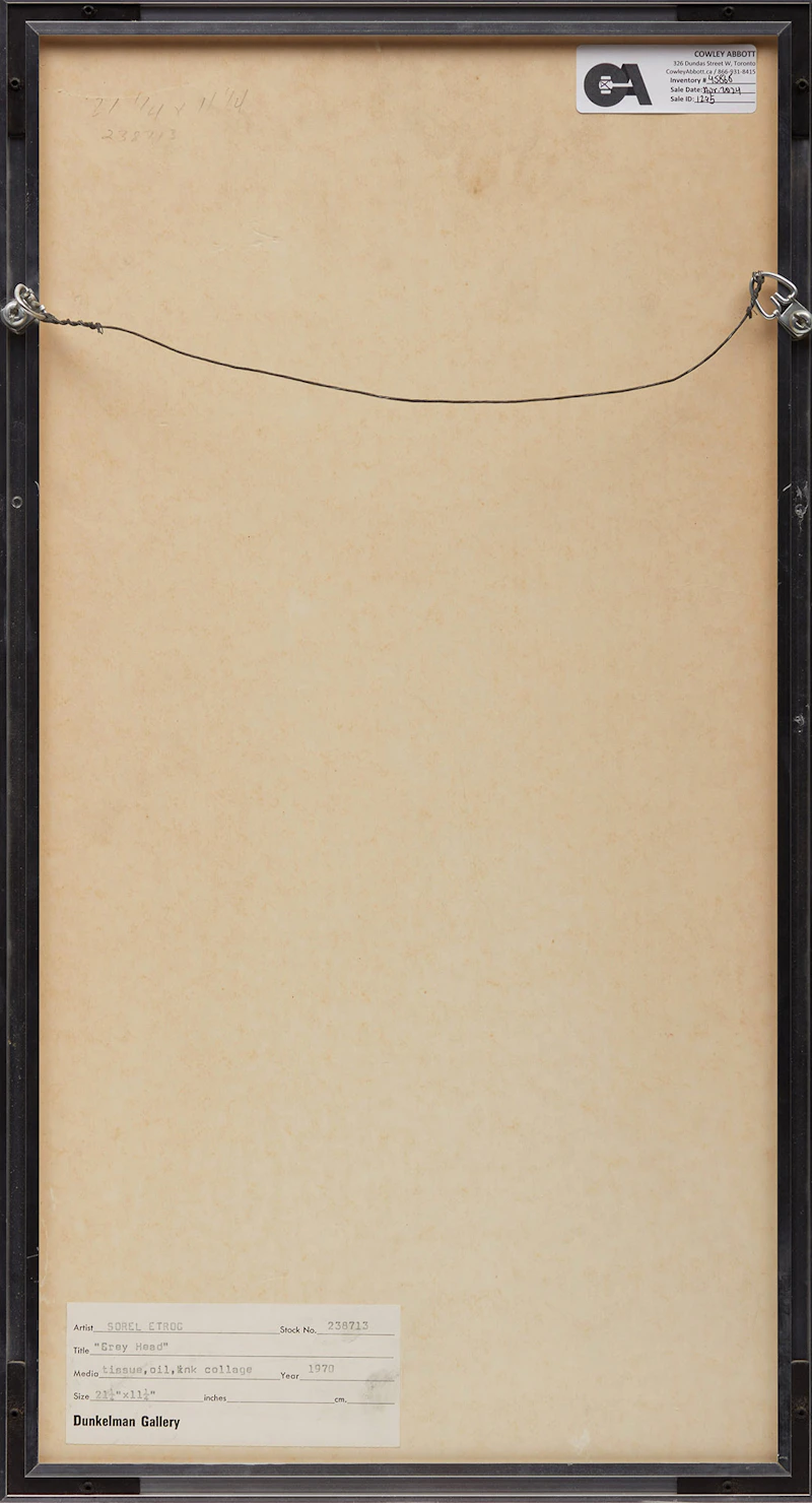 Sorel Etrog, Grey Head, tissue, 1970 - view 3