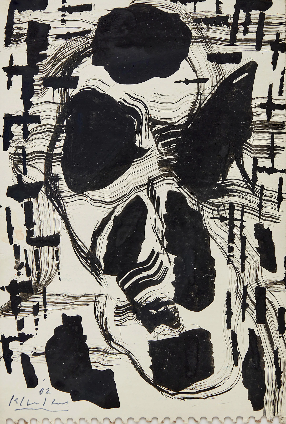 Harold Klunder, Ideal and Actual (Self-Portrait) , ink on card, 2002