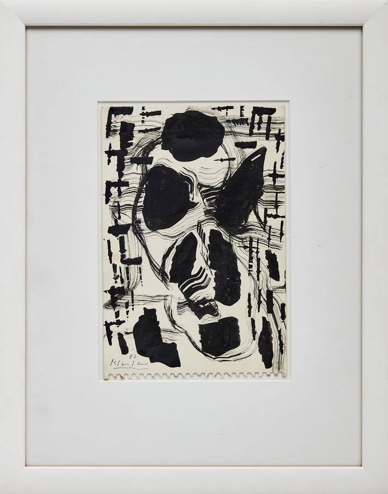 Harold Klunder, Ideal and Actual (Self-Portrait) , ink on card, 2002 - view 2