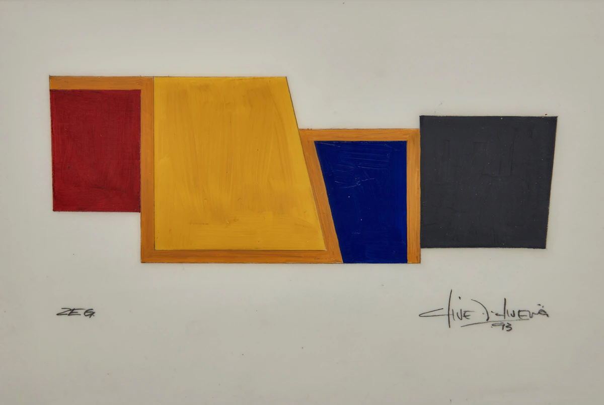 Clive D’Oliveira, Zeg; Kakhi; Hollow Cube #3 (10), three mixed media on paper