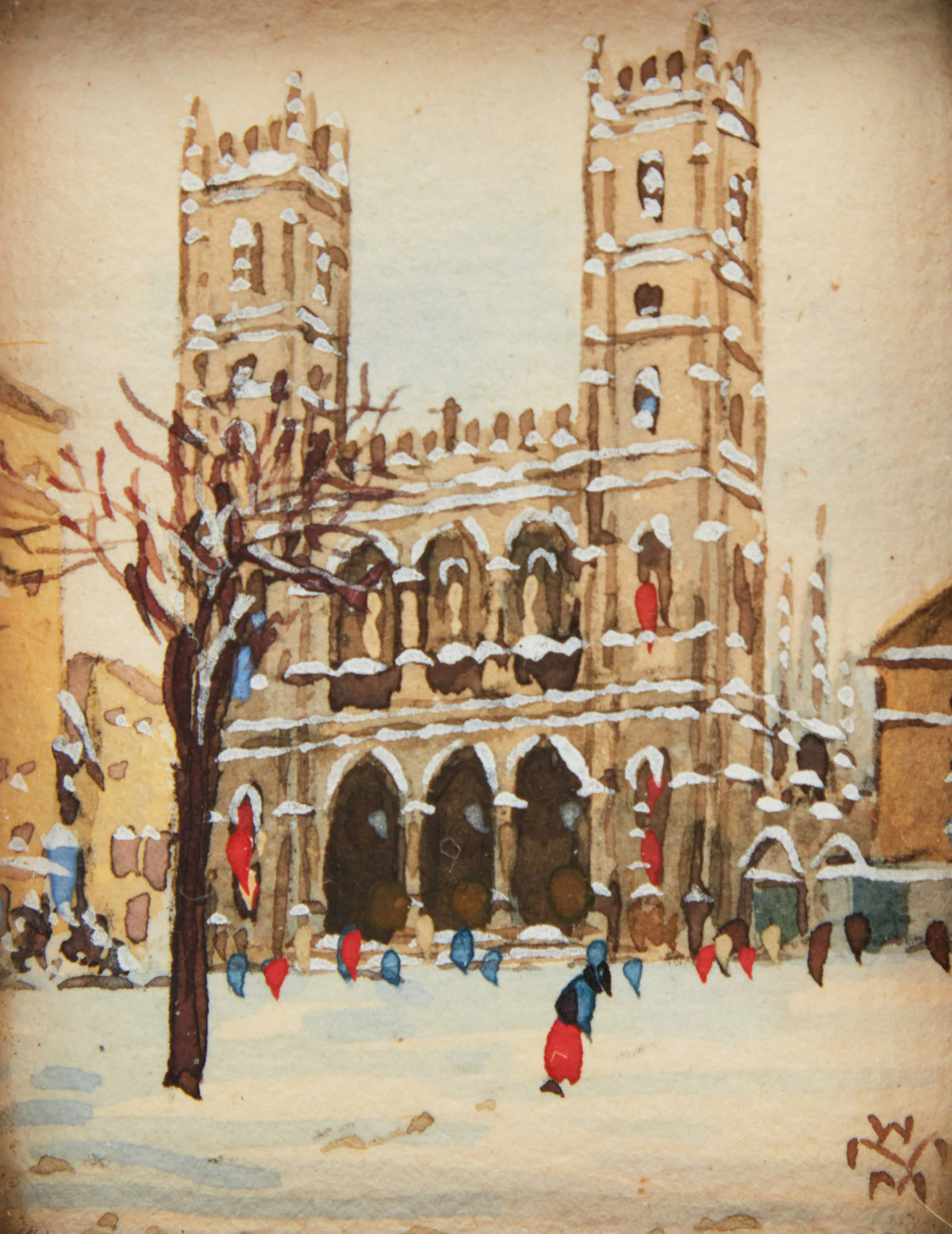 Willard Morse Mitchell, Notre Dame Church of Montreal, P. Q., watercolour, 1928