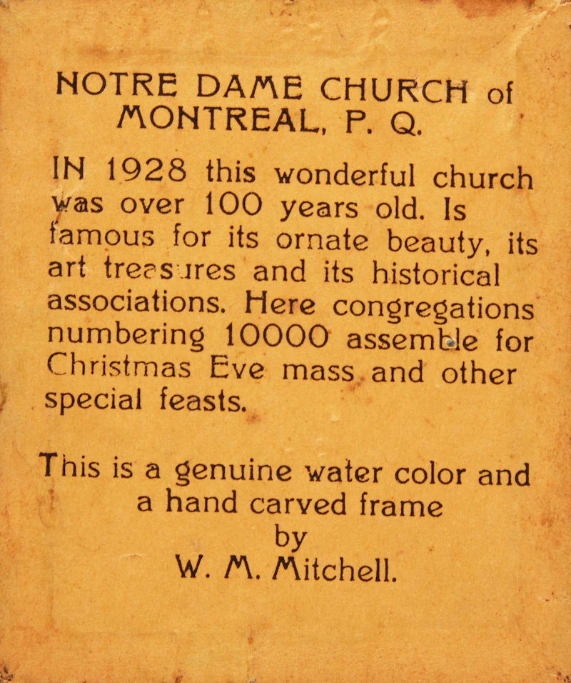 Willard Morse Mitchell, Notre Dame Church of Montreal, P. Q., watercolour, 1928 - view 3