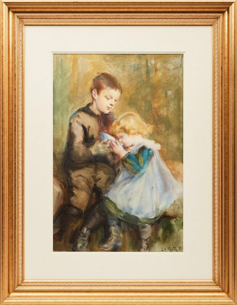 Laura Adeline Muntz Lyall, A Helping Hand, watercolour, 1905 - view 2