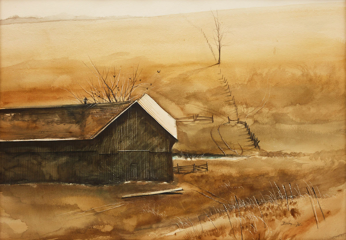 Kenneth Danby, Below the Hill , watercolour, 1965