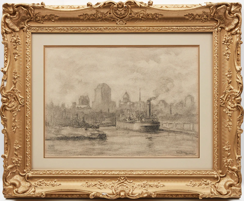 Paul Archibald Caron, The Canal Basin, Montreal, pencil - view 2