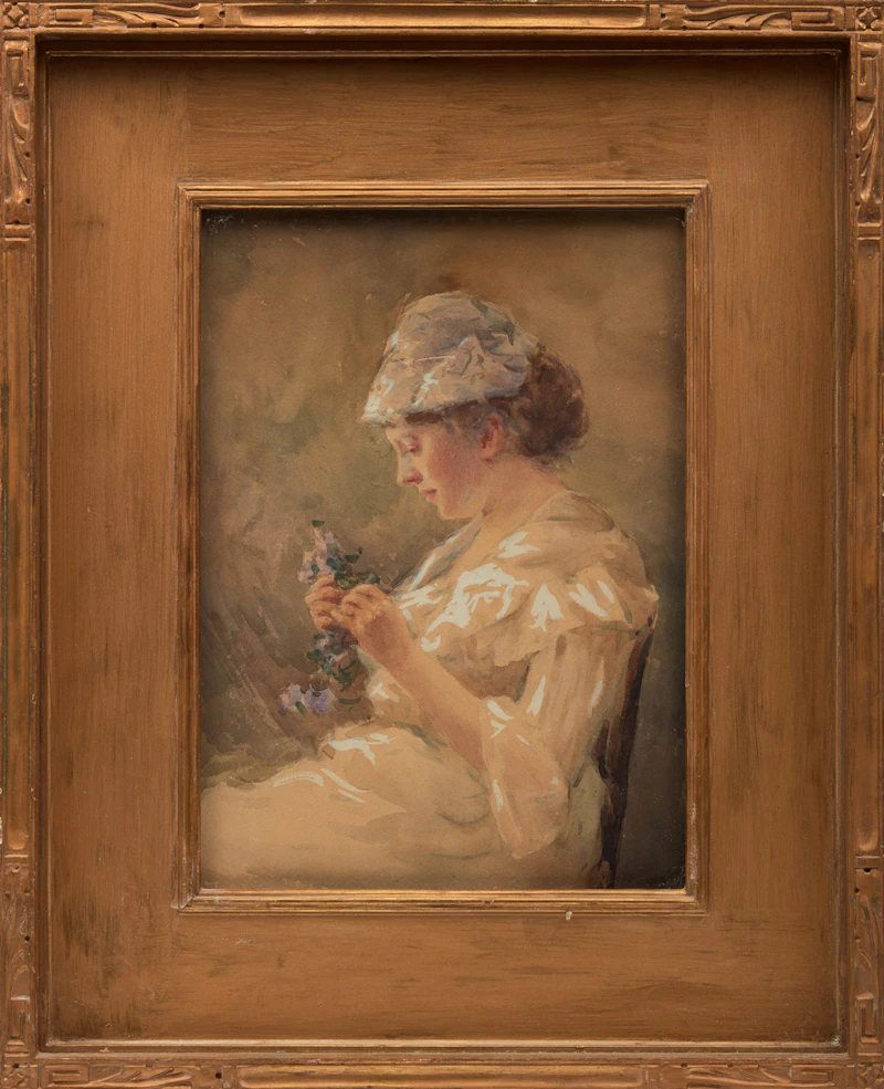 Farquhar McGillivray Strachan Knowles, Figure with Wysteria, watercolour - view 2
