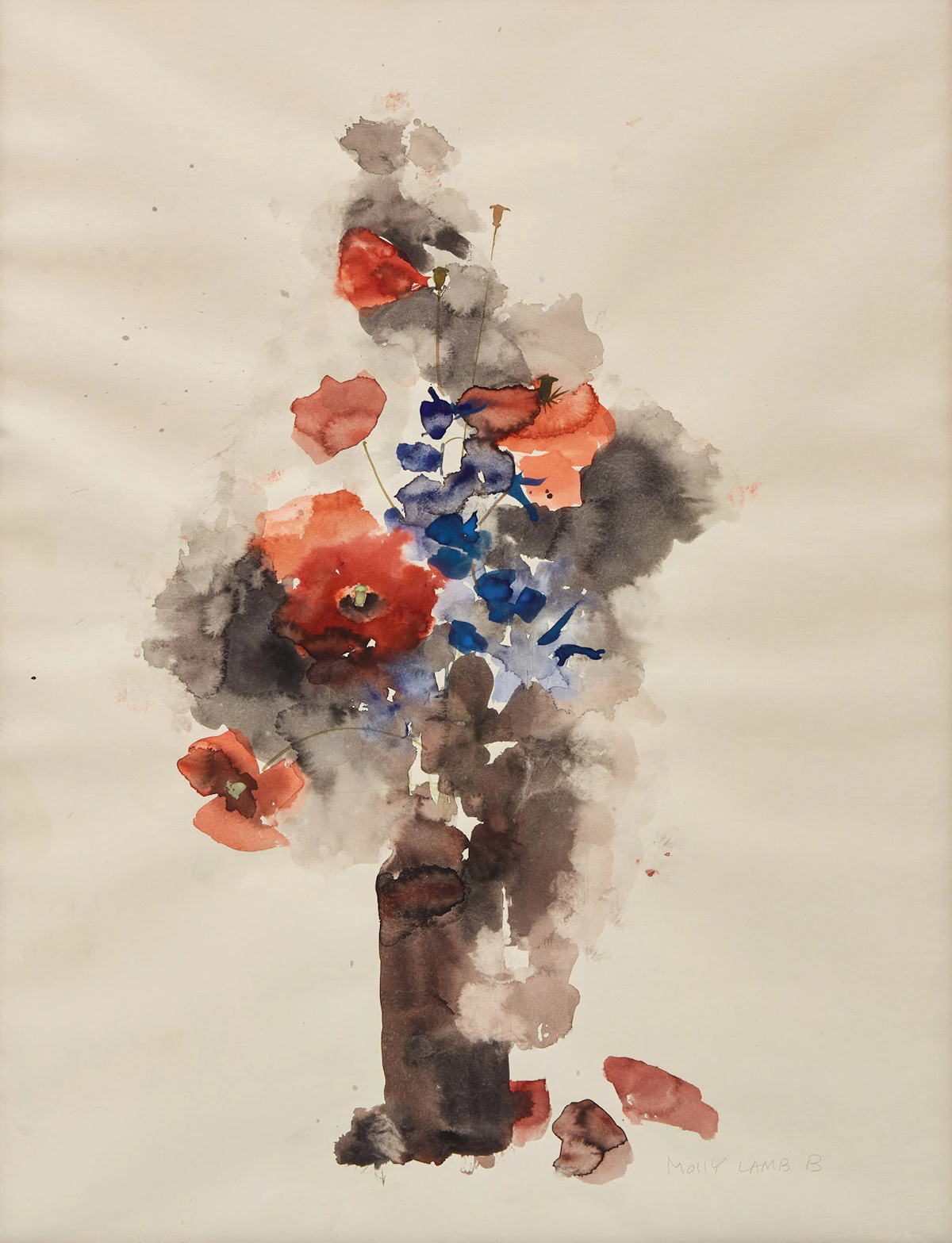 Molly Lamb Bobak, Poppies, watercolour
