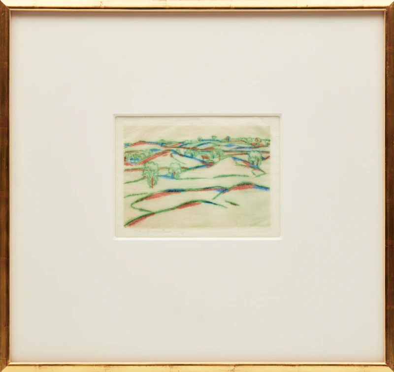 David Brown Milne, Lines of the Earth, 1930, colour drypoint etching - view 2