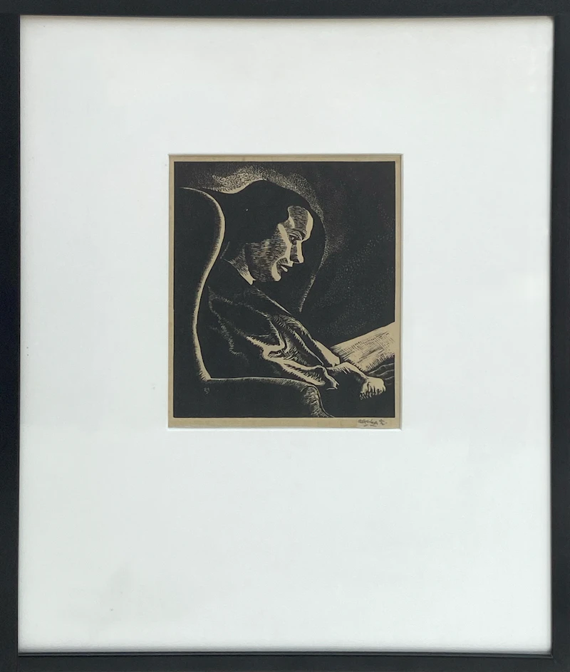 Edwin Headley Holgate, Reading, woodcut, circa 1931 - view 2