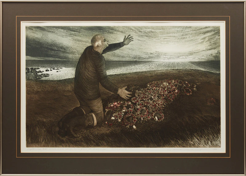 David Lloyd Blackwood, September 3rd: Uncle Dan Sturge, Home from the Labrador, etching; aquatint in colours, 1975 - view 2