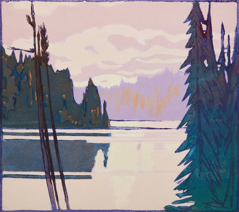 Mary Evelyn Wrinch, Breaking Clouds; The Jagged Cliffs of Scarboro; Village by the St. Lawrence, three woodcuts in colours - view 1