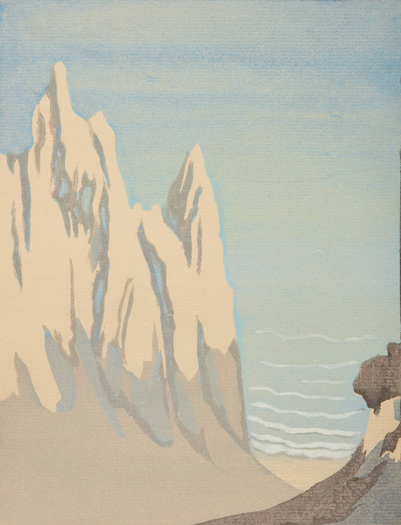 Mary Evelyn Wrinch, Breaking Clouds; The Jagged Cliffs of Scarboro; Village by the St. Lawrence, three woodcuts in colours - view 4