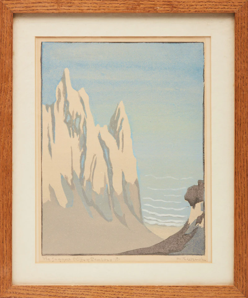 Mary Evelyn Wrinch, Breaking Clouds; The Jagged Cliffs of Scarboro; Village by the St. Lawrence, three woodcuts in colours - view 5