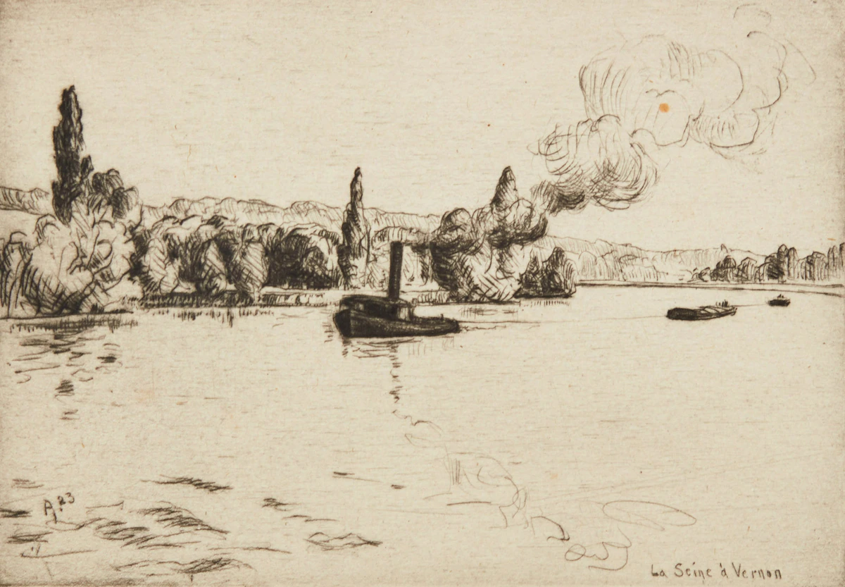 Frank Milton Armington, La Seine à Vernon, etching, 1923
