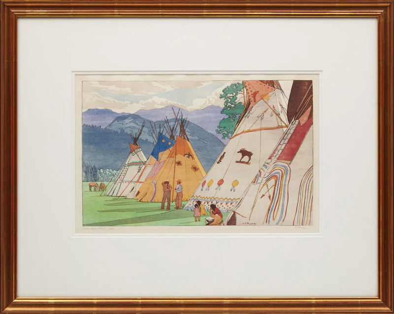Walter Joseph Phillips, Indian Days - Banff, colour woodblock print, 1950 - view 2