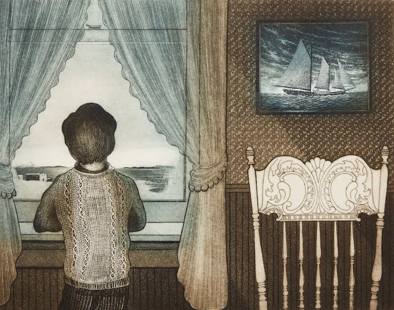 David Lloyd Blackwood, The Flora S. Nickerson Coming Home from the Labrador, colour etching and aquatint