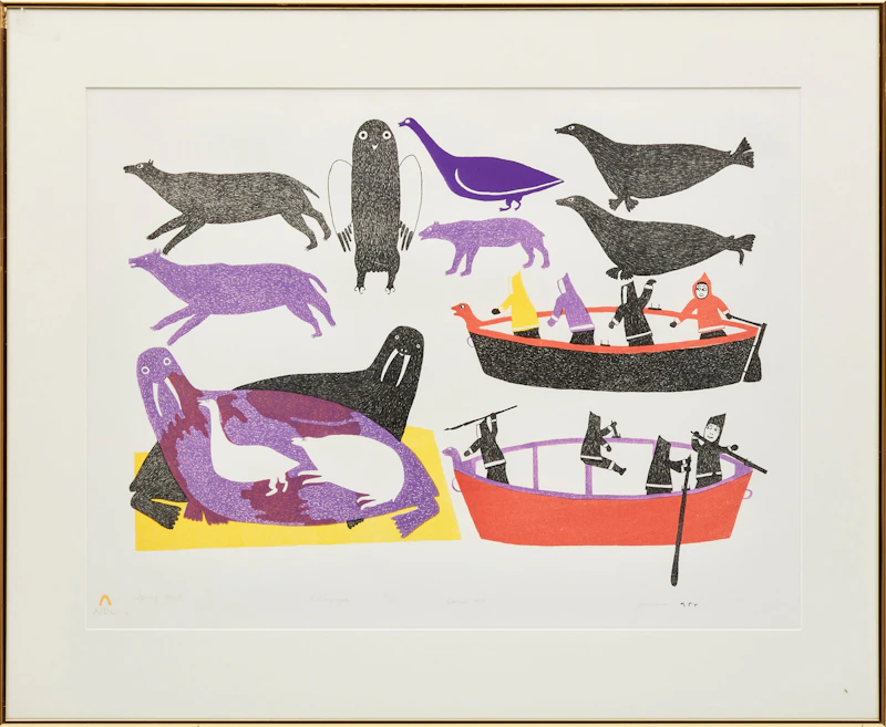 Jamasie Teevee, Spring Hunt, lithograph, 1979 - view 2