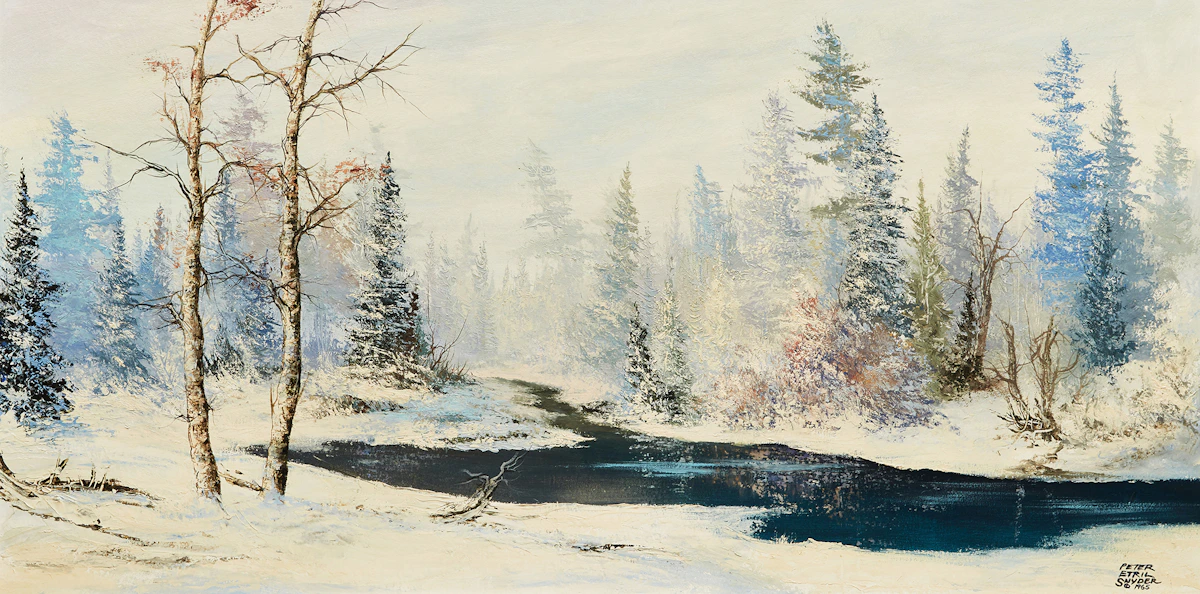 Peter Etril Snyder, Stream in Winter, oil on board