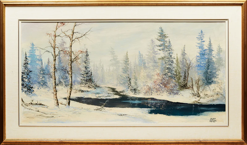 Peter Etril Snyder, Stream in Winter, oil on board - view 2