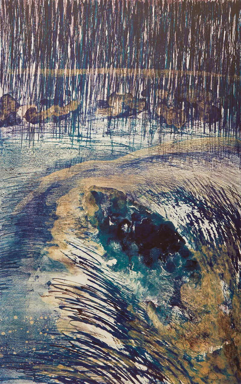 Don Wright, Whale Surfacing, etching