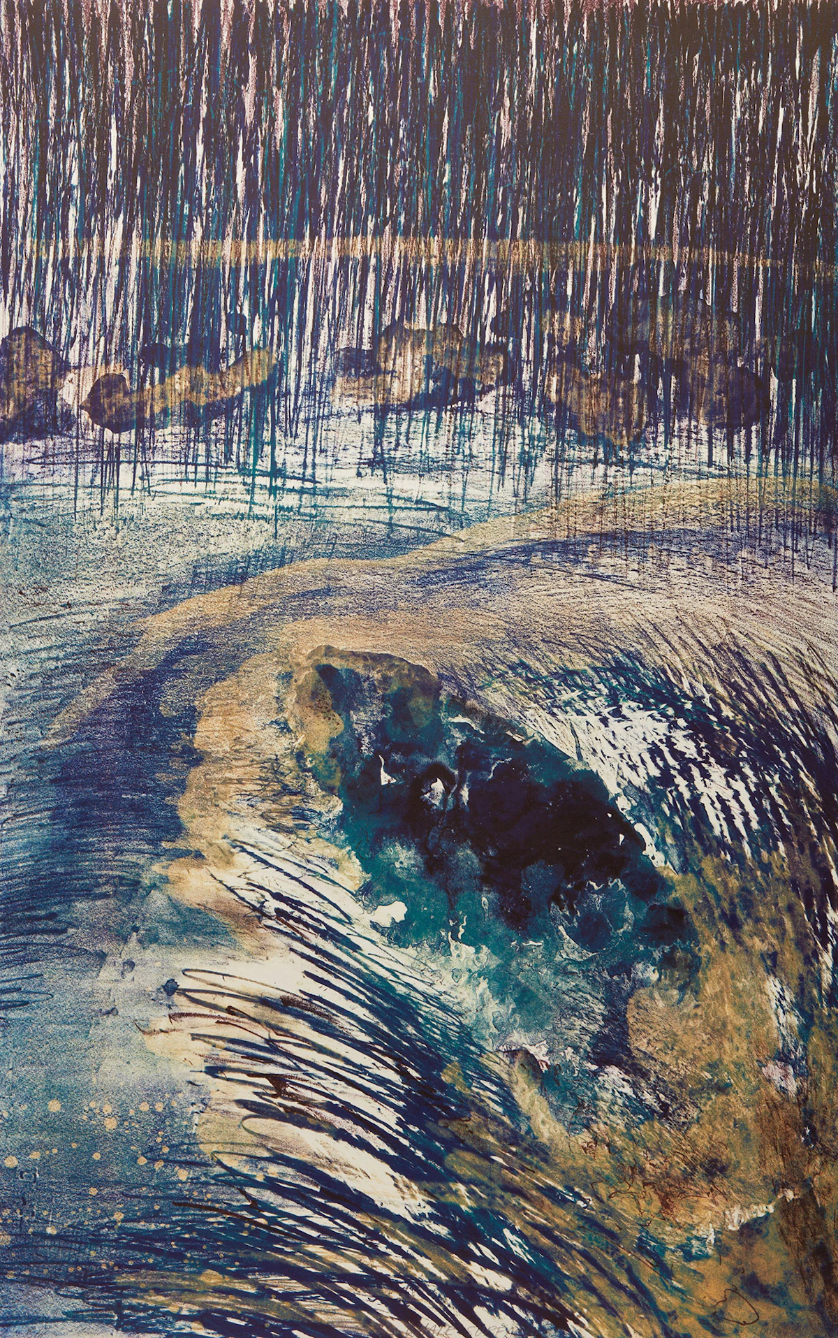 Don Wright, Whale Surfacing, etching