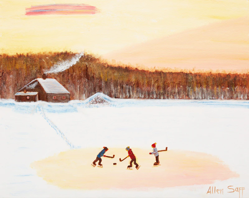 Allen Sapp, Having a Game, Just for Fun , acrylic on canvas