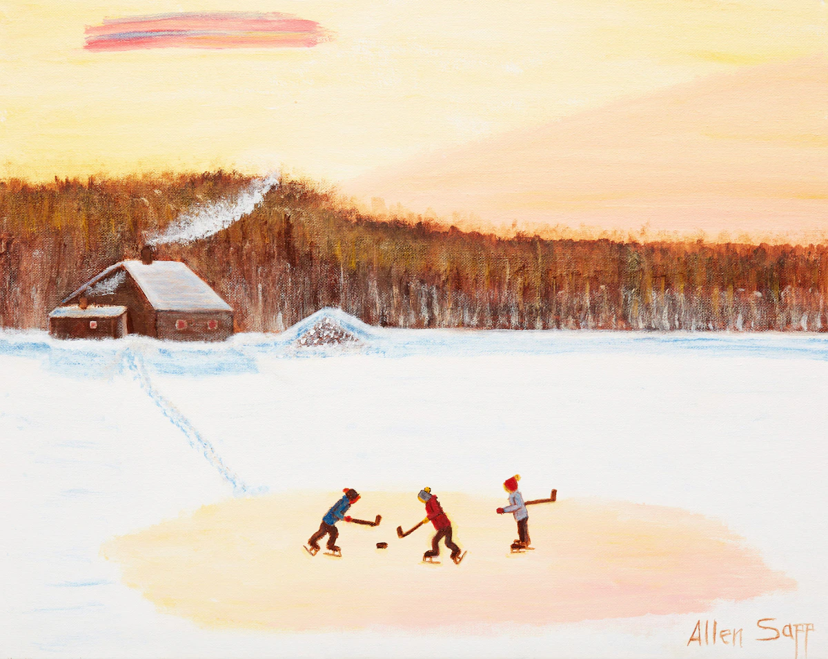 Allen Sapp, Having a Game, Just for Fun , acrylic on canvas