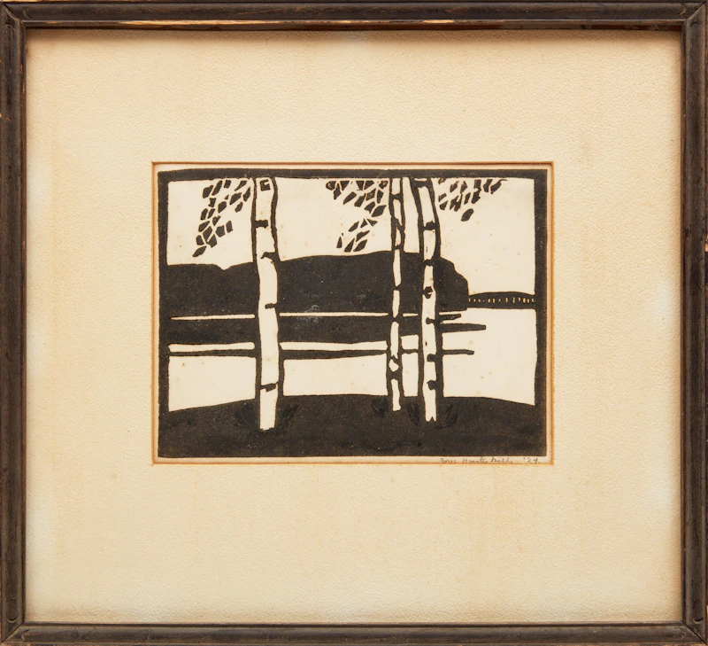 Doris Huestis Mills, Birches at Sunset, linocut - view 2