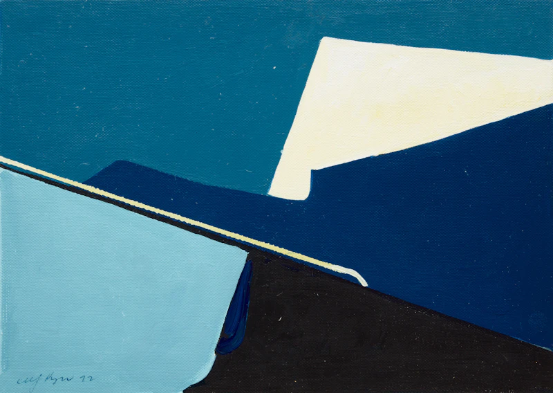 Michael Kuczer, Study - The Guardians; Blue (Untitled Abstraction); Red, Yellow and Blue (Untitled Abstraction)  , three acrylic on card - view 1