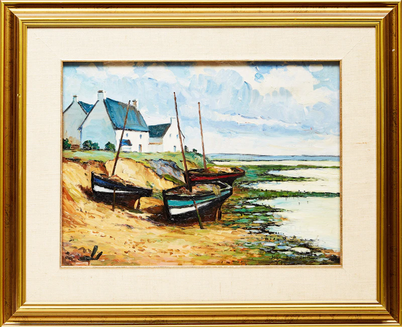 Jean Beaudoin, Boats at Harbour, oil on canvas - view 2