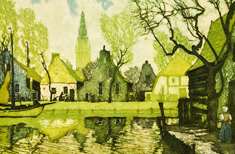 Nicholas Hornyansky, Rideau Mill; St. Jean, Quebec; Rijndijk Village (Holland); The Longest Covered Bridge in the World, four colour reproductions - view 7