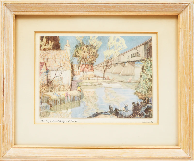 Nicholas Hornyansky, Rideau Mill; St. Jean, Quebec; Rijndijk Village (Holland); The Longest Covered Bridge in the World, four colour reproductions - view 11
