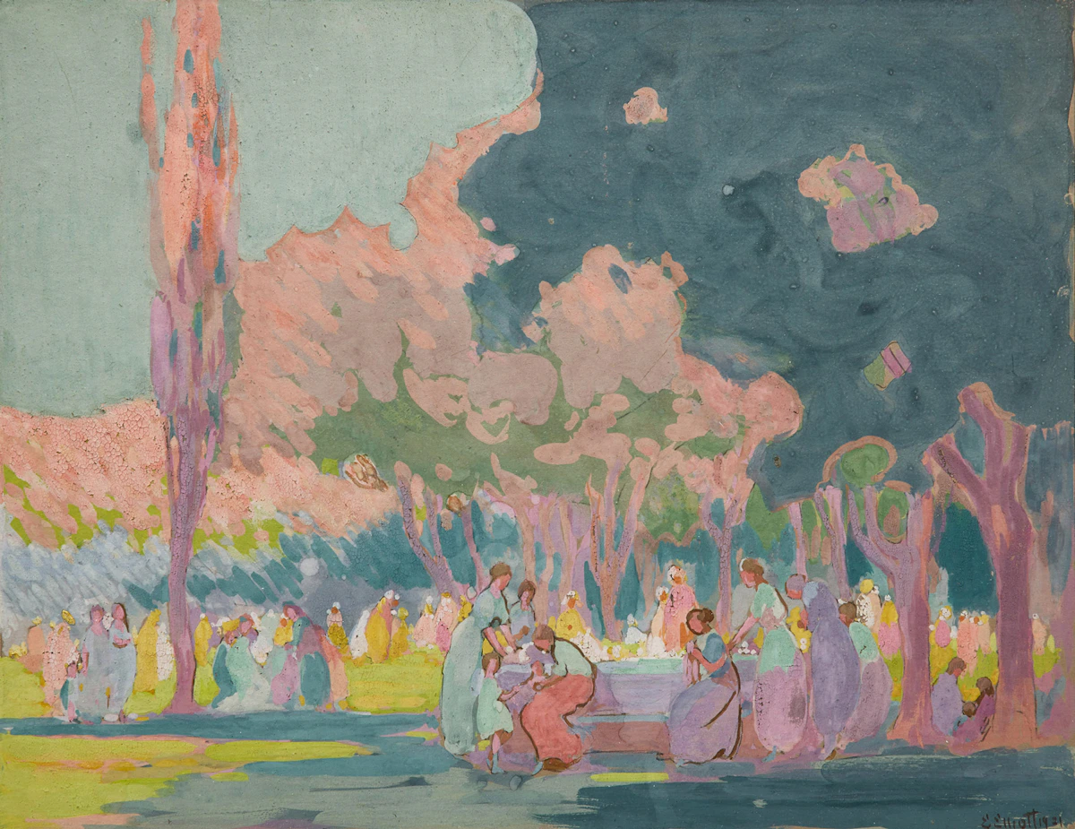 Emily Louise Orr Elliott, Celebration on the Green, gouache on cardstock
