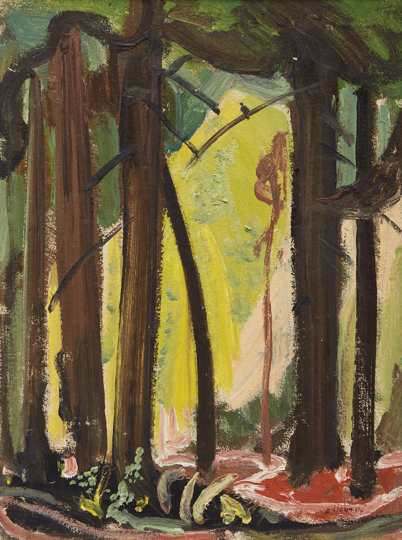 Arthur Lismer, A Raven with a Craven, oil on board
