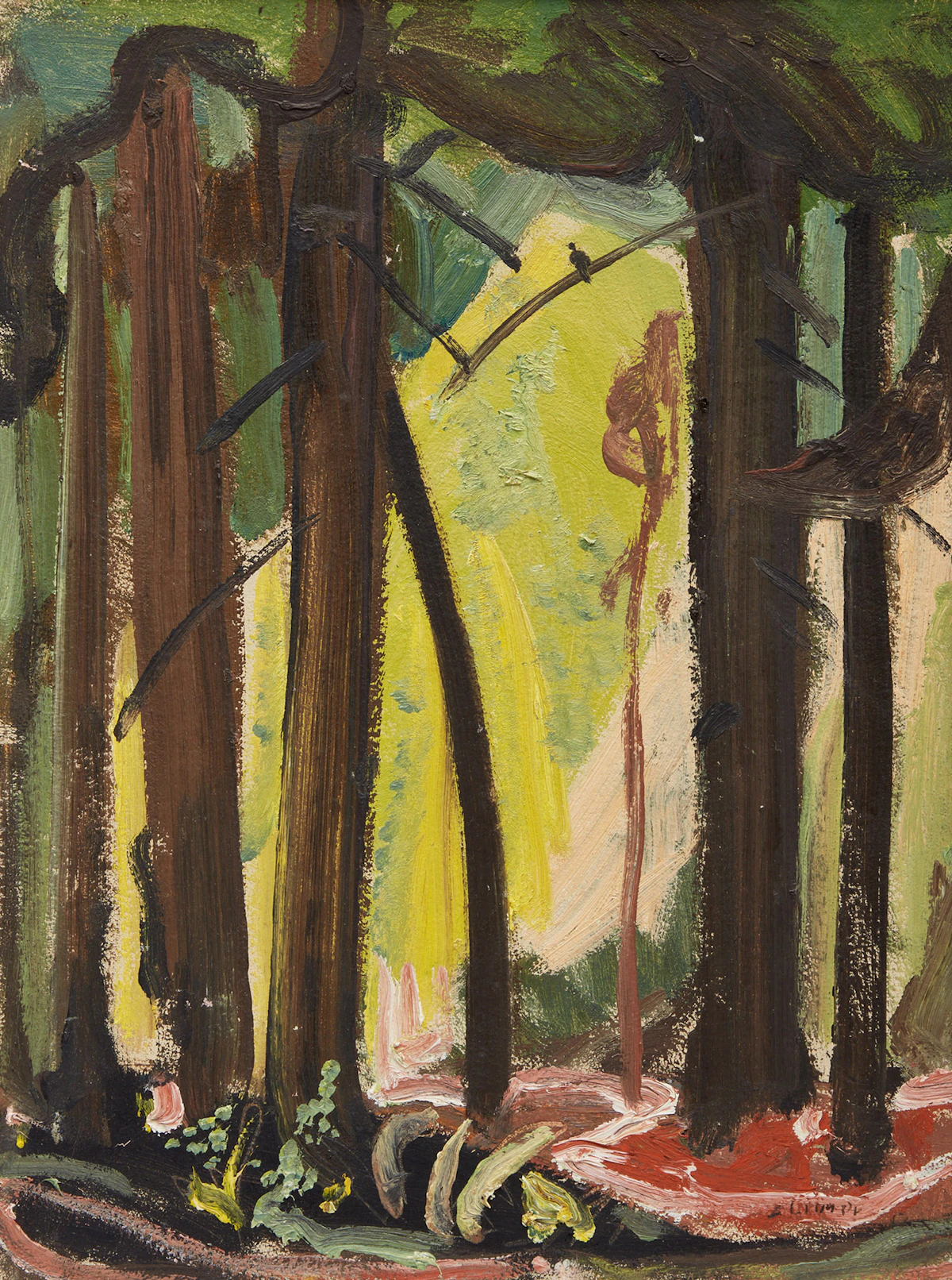 Arthur Lismer, A Raven with a Craven, oil on board