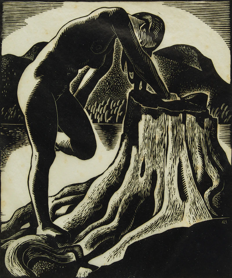 Nude by a Lake by Edwin Headley Holgate