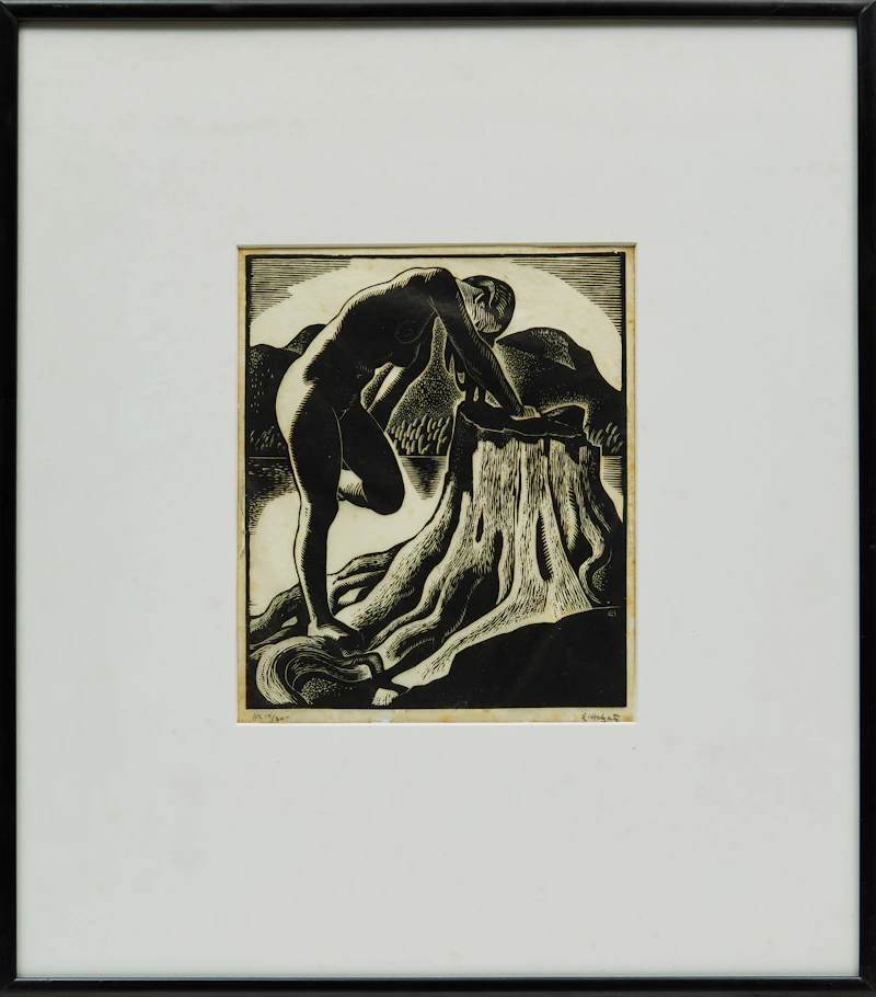 Edwin Headley Holgate, Nude by a Lake, woodcut - view 2