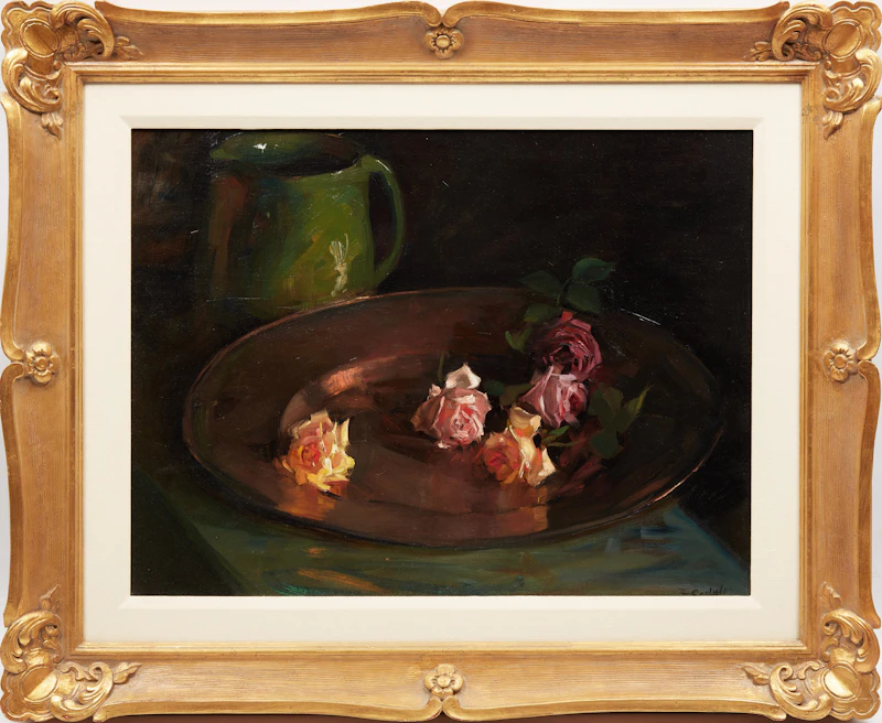 Florence Emily Carlyle, Roses and Copper, oil on canvas, circa 1916 - view 2