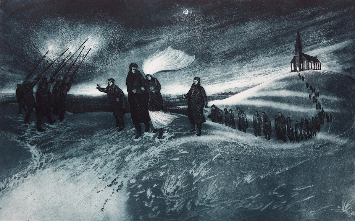David Lloyd Blackwood, Wedding at Bragg’s Island, etching, 1973