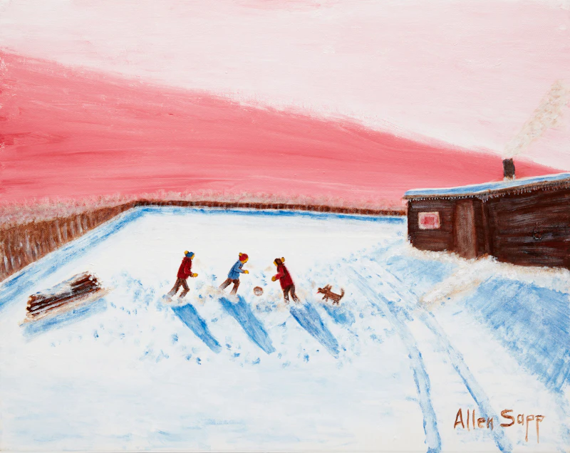 Allen Sapp, Boys Playing Football , acrylic on canvas