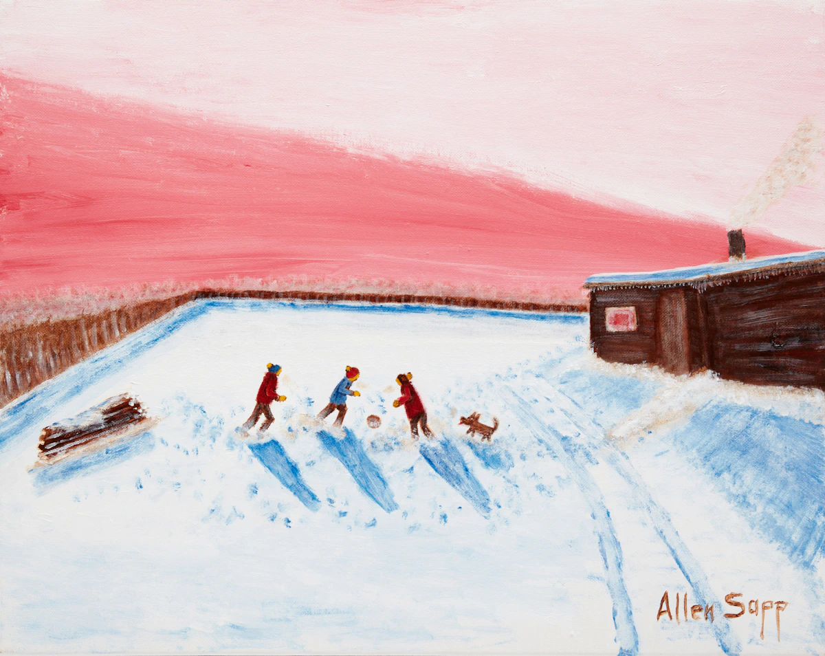 Allen Sapp, Boys Playing Football , acrylic on canvas