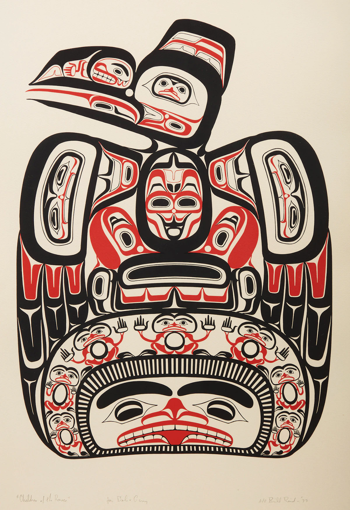 Bill Ronald Reid, Children of the Raven; Haida Thunderbird; A Whale of a Haida Whale (SKAANA); A Haida Dogfish XAXADA, Four serigraphs